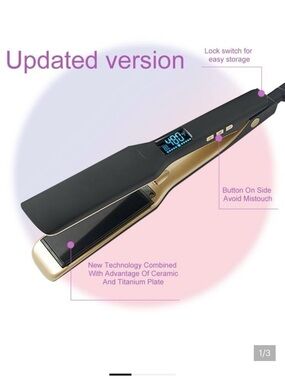 Gold and Black Ceramic Titanium Hair Straightener - Women Hair Styling